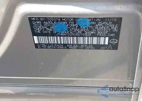 2016 Lexus Is 200T z USA, uszkodzony, nr VIN JTHBA1D2XG5015303